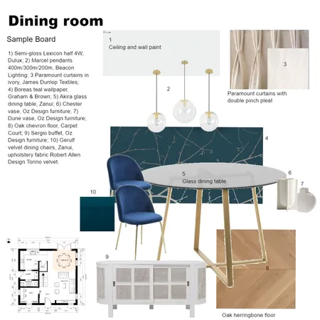 Sample Board - Dining room Interior Design Mood Board by Davinia Lorretta Design on Style Sourcebook