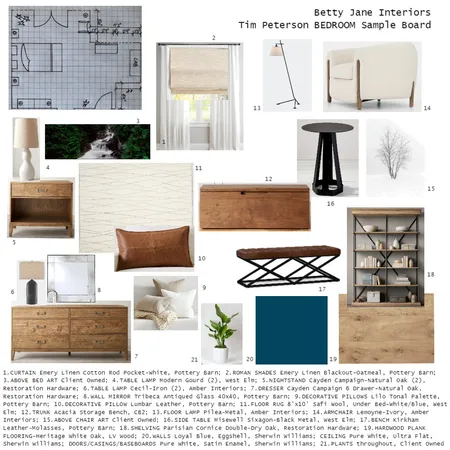 Tim Peterson Bedroom Sample Board Interior Design Mood Board by aprilpeterson2014 on Style Sourcebook