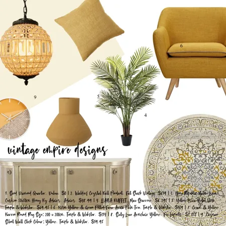 Mustards Interior Design Mood Board by Vintage Empire Designs on Style Sourcebook