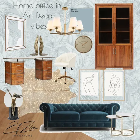 Home office in Art Deco vibe Interior Design Mood Board by EF ZIN Interiors on Style Sourcebook