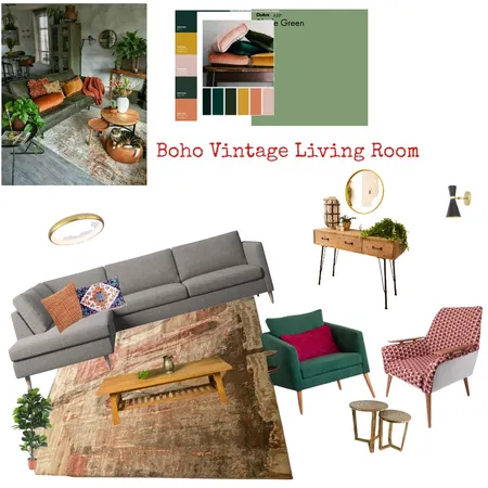Boho Vintage living Room-3 Interior Design Mood Board by Muriel G on Style Sourcebook
