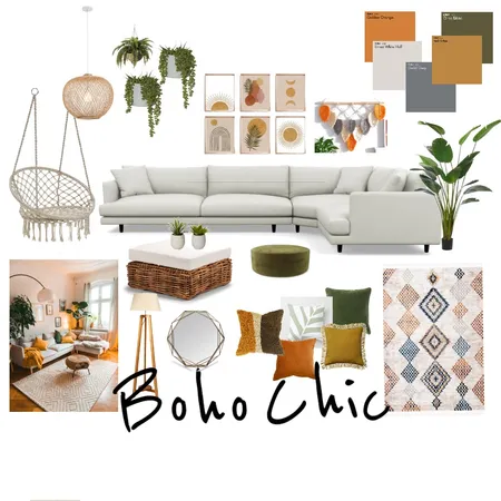 Boho Chic Living Room Interior Design Mood Board by SVEN on Style Sourcebook