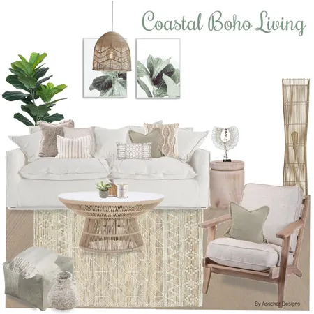 Coastal Boho Living Interior Design Mood Board by Asscher Designs on Style Sourcebook