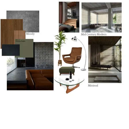 Mid Century Modern Dark Interior Design Mood Board by brittschrader on Style Sourcebook