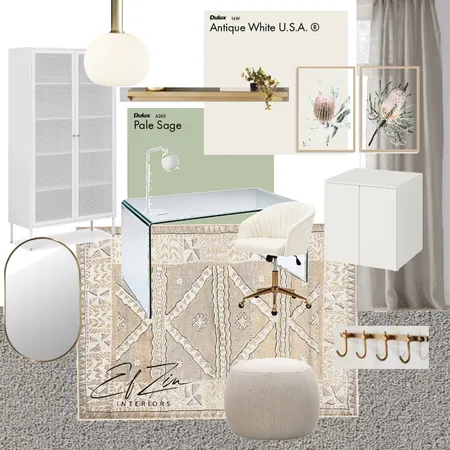 Sage & White Home office Interior Design Mood Board by EF ZIN Interiors on Style Sourcebook