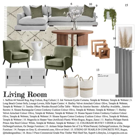 Module 9 - Living Room Interior Design Mood Board by Gabby Francisco on Style Sourcebook