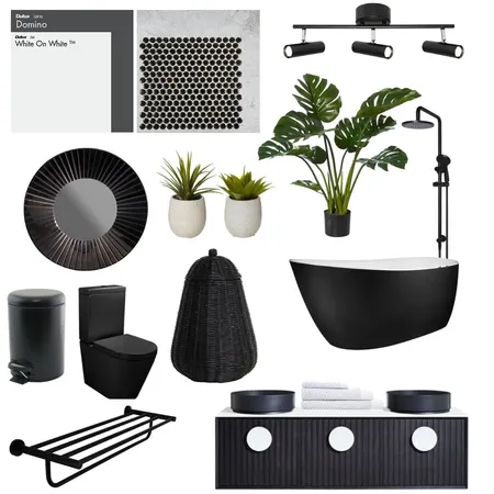 Black textured bathroom Interior Design Mood Board by enya_savory on Style Sourcebook