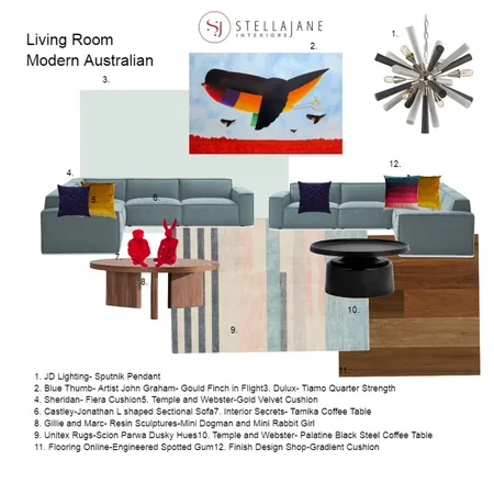 Modern Australian Living Room Interior Design Mood Board by StellaJane Interiors on Style Sourcebook