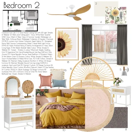 Bedroom 2 Sample Board Interior Design Mood Board by hirraazher on Style Sourcebook