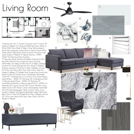 Living Room Sample Board Interior Design Mood Board by hirraazher on Style Sourcebook