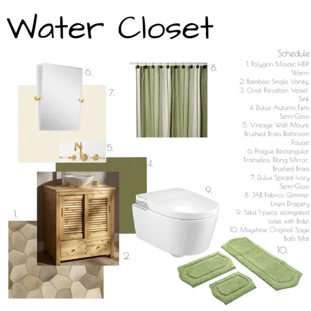 Water Closet Interior Design Mood Board by Brooklyn on Style Sourcebook