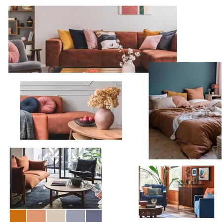 Accented Analogous - blue-green / red-orange Interior Design Mood Board by Beverly Zaske on Style Sourcebook