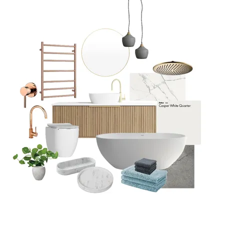 Timber+rose gold bathroom Interior Design Mood Board by Stella George Design on Style Sourcebook