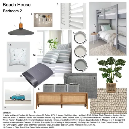 Langs Beach House - Bedroom 2 Interior Design Mood Board by Helen Sheppard on Style Sourcebook