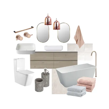 Oak+rose gold bathroom Interior Design Mood Board by Stella George Design on Style Sourcebook