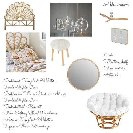Abbi's room Interior Design Mood Board by Turnerandco on Style Sourcebook
