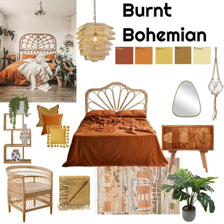 Burnt Bohemian Bedroom Interior Design Mood Board by JessieLee on Style Sourcebook