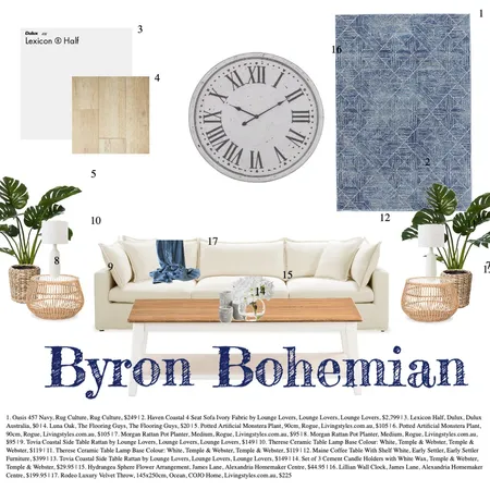 Byron Bohemian (Rustic Coastal) Interior Design Mood Board by Gabbi_1762 on Style Sourcebook