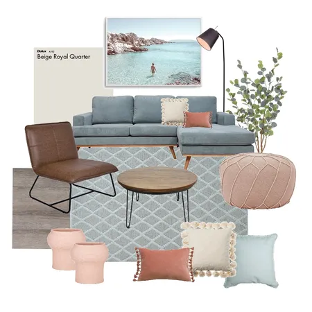 Aqua & dusty pink living room Interior Design Mood Board by Stella George Design on Style Sourcebook