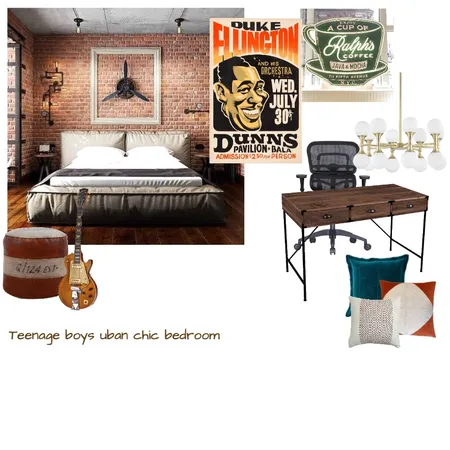 Teenage boys urban chic bedroom Interior Design Mood Board by Pistachio Studios on Style Sourcebook