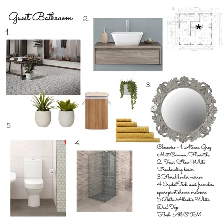 Mod 9 Guest Bathroom Interior Design Mood Board by NickyJMajor on Style Sourcebook