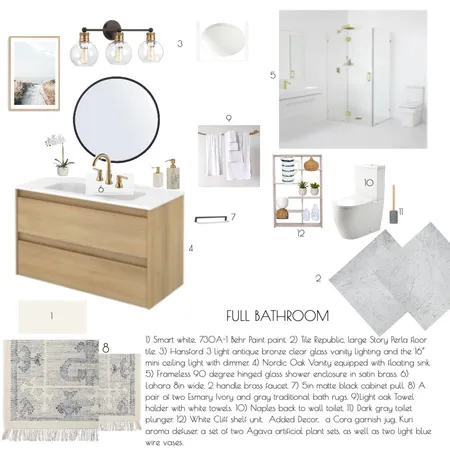 module 9, Full Bathroom sample board Interior Design Mood Board by LUX WEST I.D. on Style Sourcebook