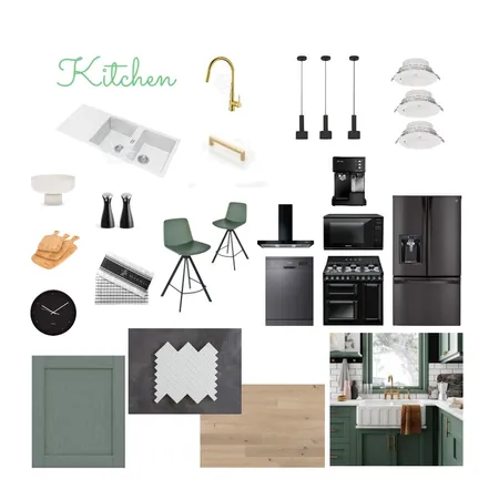 Green Monochromatic Kitchen Interior Design Mood Board by Krystallouise on Style Sourcebook