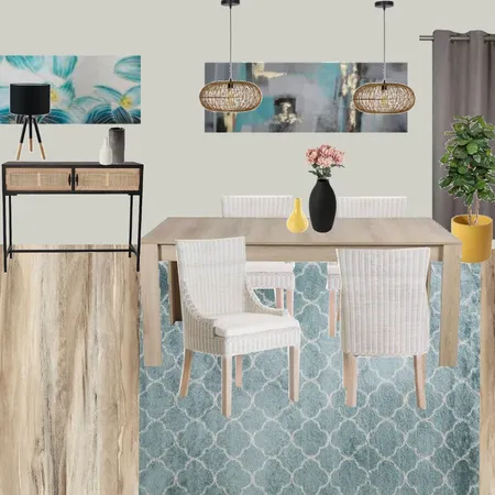 D13 - DINING ROOM MODERN - TEAL & YELLOW - CANE CHAIRS Interior Design Mood Board by Taryn on Style Sourcebook