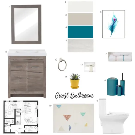 Sample board Assignment 9 - Guest Bathroom Interior Design Mood Board by Ralitsa on Style Sourcebook