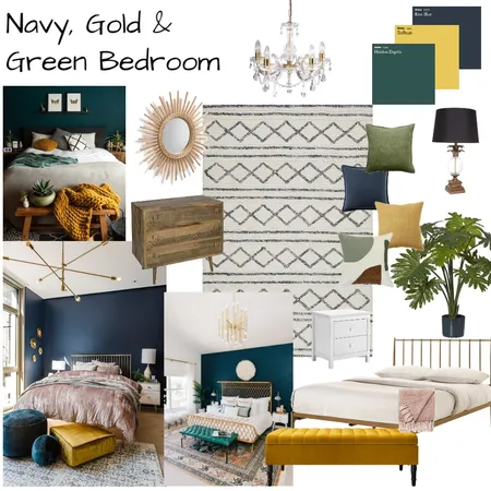 Navy Gold and Green Master Interior Design Mood Board by rachweaver21 on Style Sourcebook