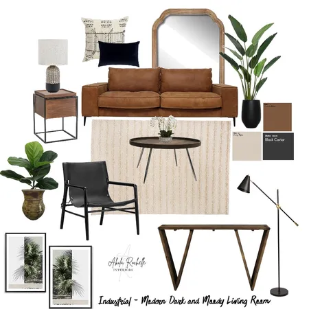 Industrial-Modern Dark & Moody living room Interior Design Mood Board by AkilaRochelle Interiors on Style Sourcebook