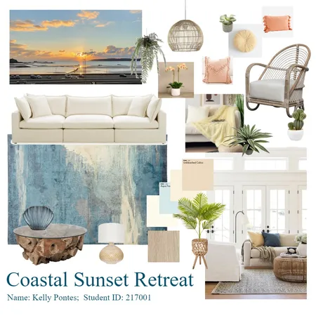 IDI - Module 3 - Sunset Costal Retreat Interior Design Mood Board by pontesk on Style Sourcebook