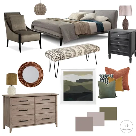 Rust and Green Bedroom V2 Interior Design Mood Board by Chestnut Interior Design on Style Sourcebook