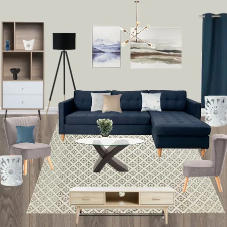 L13 - LIVING ROOM MODERN BLUE SECTIONAL, GREY, BROWN Interior Design Mood Board by Taryn on Style Sourcebook