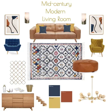 Mid-Century Modern Living Room Interior Design Mood Board by TiaLukehart on Style Sourcebook