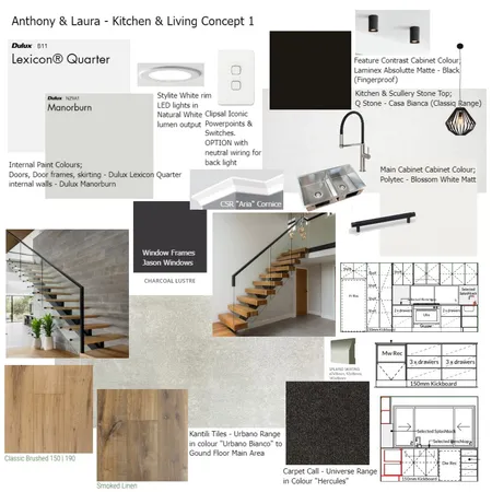 Anthony & Laura - Kitchen & Living Concept 1 Interior Design Mood Board by klaudiamj on Style Sourcebook