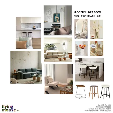 The Salph: Modern Art deco I Teal I tan I blush I oak Interior Design Mood Board by Flyingmouse inc on Style Sourcebook