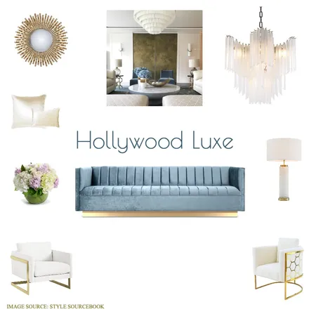 Hollywood Glam Living Room Interior Design Mood Board by Lisa Salmon on Style Sourcebook