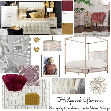 Hollywood Glam Bedroom Interior Design Mood Board by Elizabeth Grand on Style Sourcebook