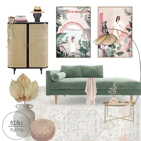 pink and green sitting room Interior Design Mood Board by Sisu Styling on Style Sourcebook