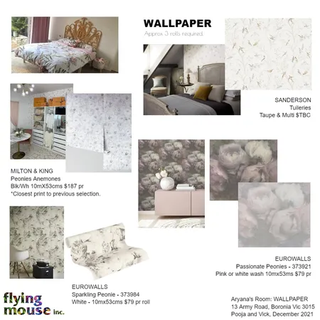 Aryana- Wall paper Interior Design Mood Board by Flyingmouse inc on Style Sourcebook