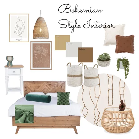 Natural Boho Bedroom Interior Design Mood Board by tamkfoster@gmail.com on Style Sourcebook