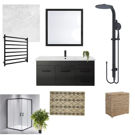 Bathroom, black, cane, grey Interior Design Mood Board by amelia.jane.lynette92@outlook.com on Style Sourcebook