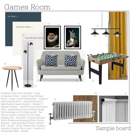 IDI Module 9 - Games Room Interior Design Mood Board by KayleighWilkinson on Style Sourcebook