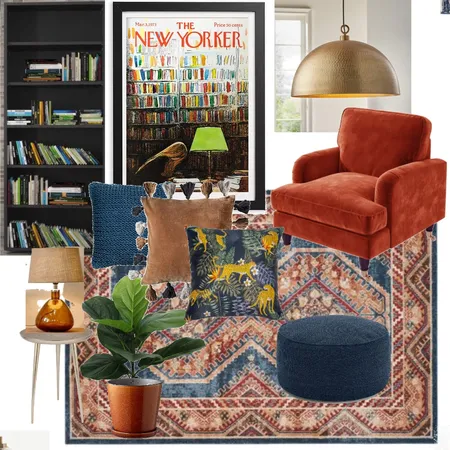 Reading Corner Blue and Orange v2 Interior Design Mood Board by emma_kate on Style Sourcebook