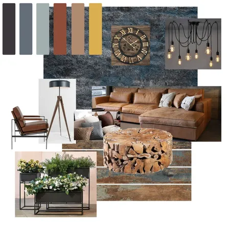 Industrial Living Room Interior Design Mood Board by ClairePLA on Style Sourcebook