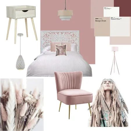 pink boho bedroom Interior Design Mood Board by Ruth Fisher on Style Sourcebook