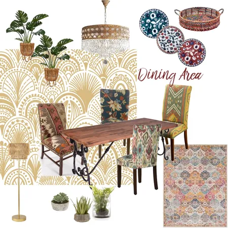 Boho Dining area Interior Design Mood Board by anaste9 on Style Sourcebook