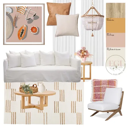 Orange Coastal Living Room Interior Design Mood Board by Eliza Grace Interiors on Style Sourcebook