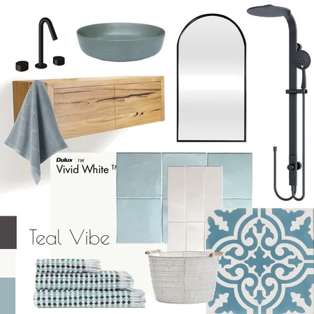 Teal Bathroom Interior Design Mood Board by Vettey Interior Design on Style Sourcebook